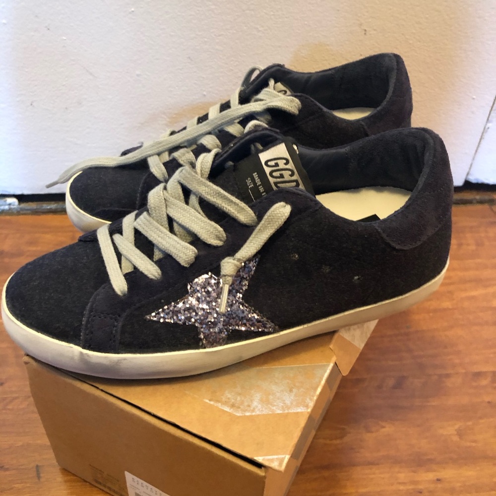 Navy Golden Goose Superstars w Glitter Star 35